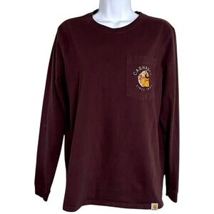 Carhartt Womens Workwear Long Sleeve Graphic Print T-Shirt Sz S Outdoors